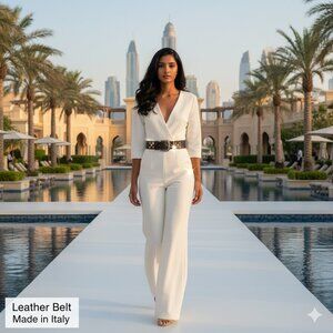 NWOT The Limited Women S/M Genuine Leather Belt Made in Italy 5 Diamond Patterns